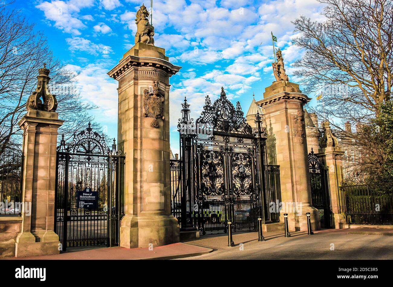The gates of Holyroodhouse Palace, Edinburgh, Scotland. Stock Photo