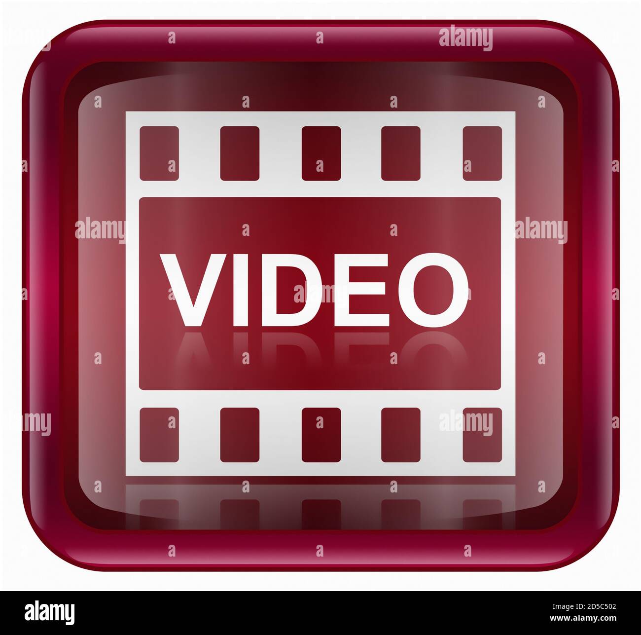 Film icon red, isolated on white background Stock Photo