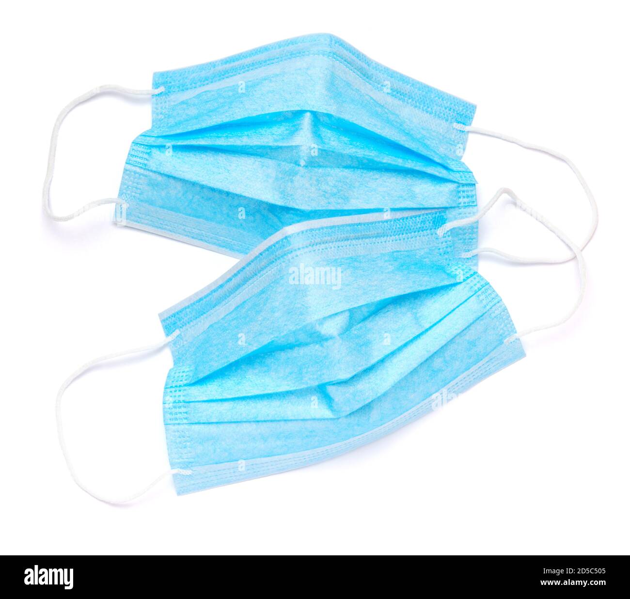 Disposable blue medical face mask isolated on white background with ...