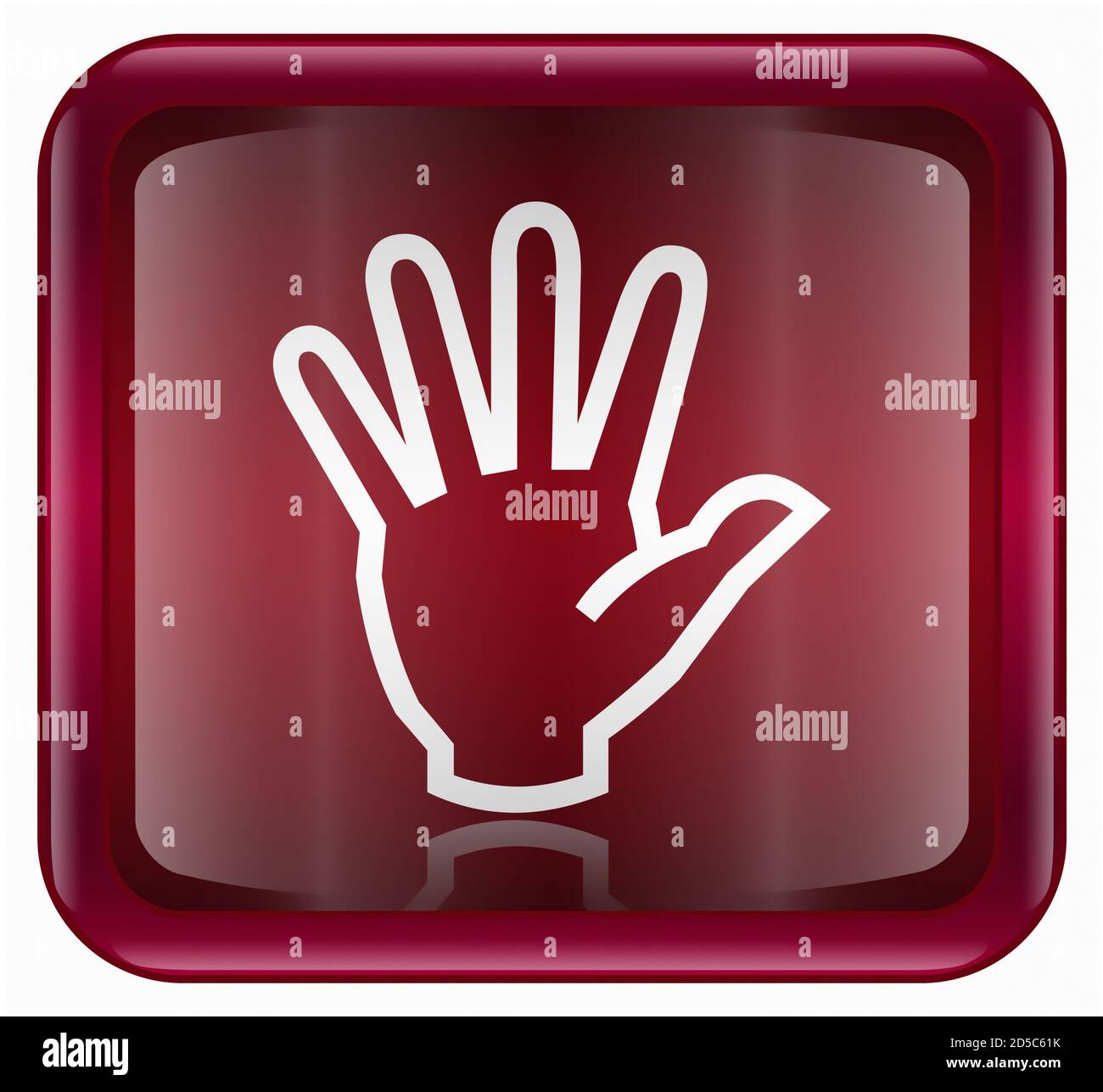 hand icon red, isolated on white background Stock Photo