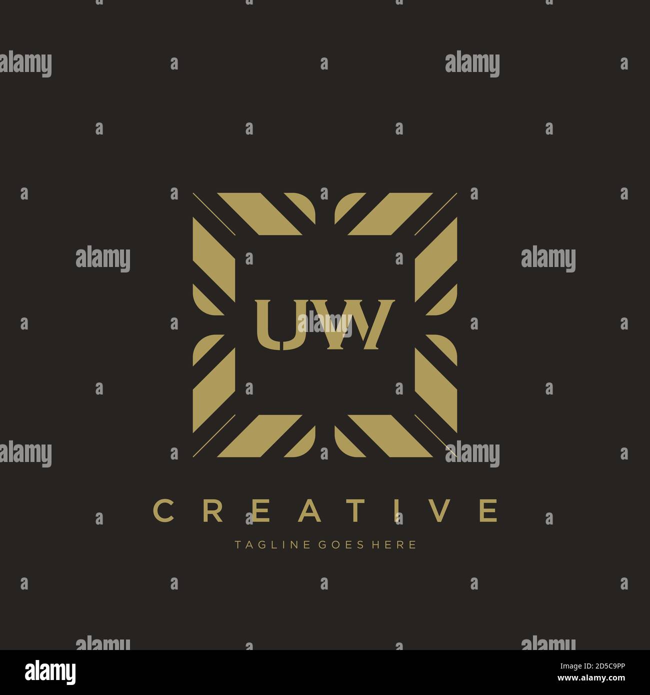 UW initial letter luxury ornament monogram logo template vector Stock Vector