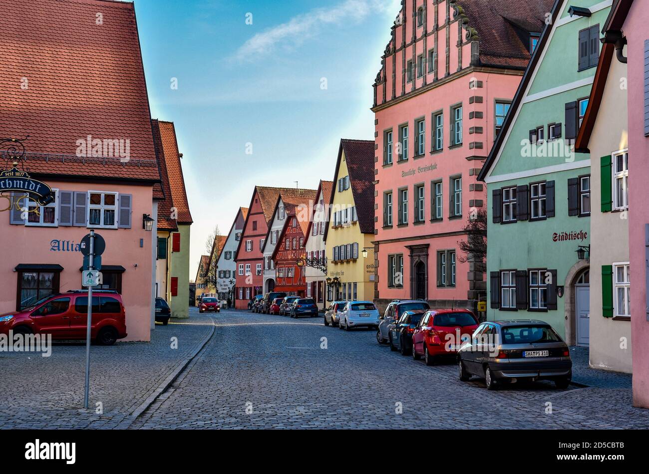 19 Dec 2015: Dinkelsbühl at christmass time. Colorful Half-Timbered  house, houses. Baden-Wurttemberg, Germany. Stock Photo