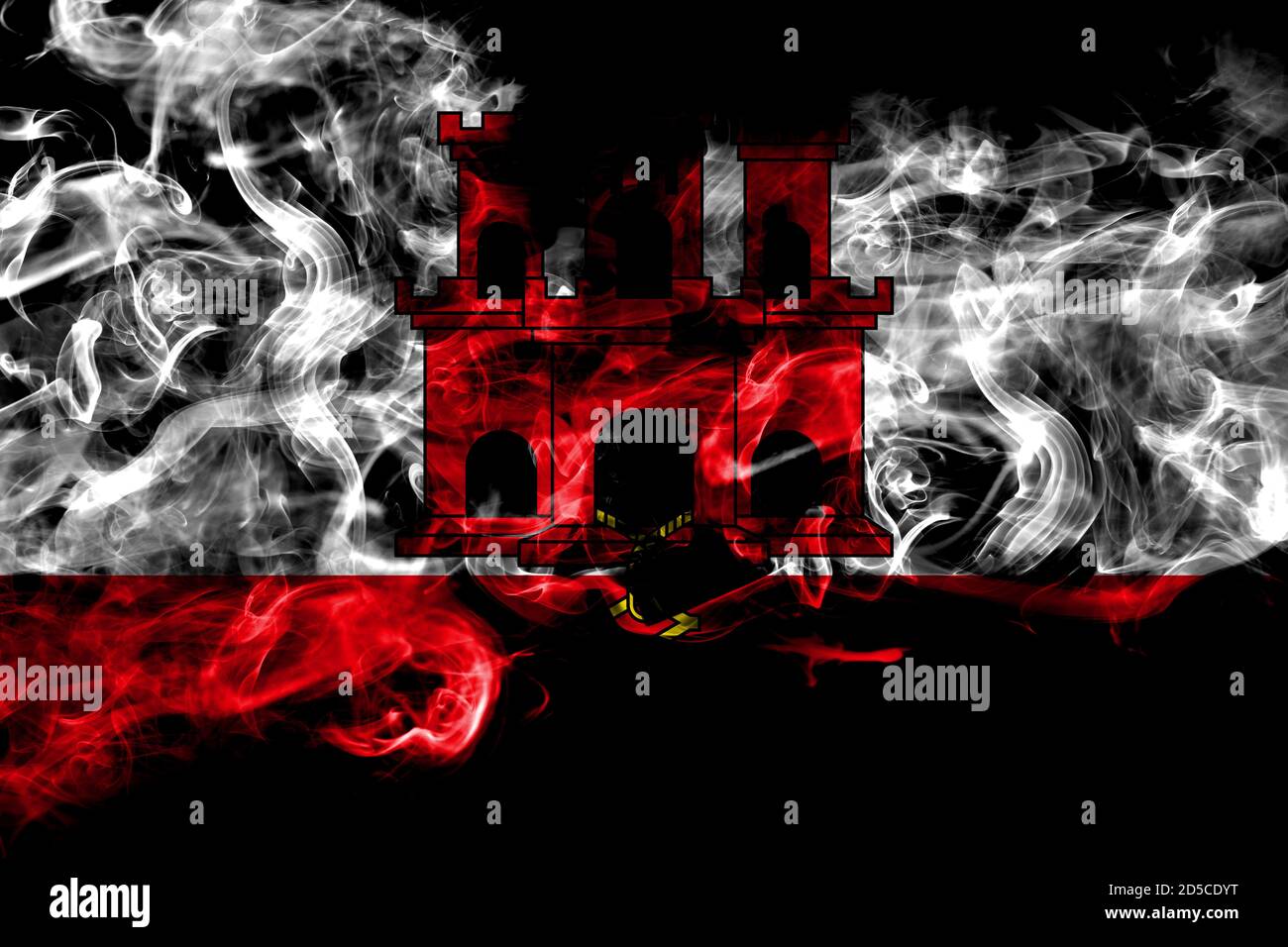 British, Britain, Gibraltar smoke flag isolated on black background