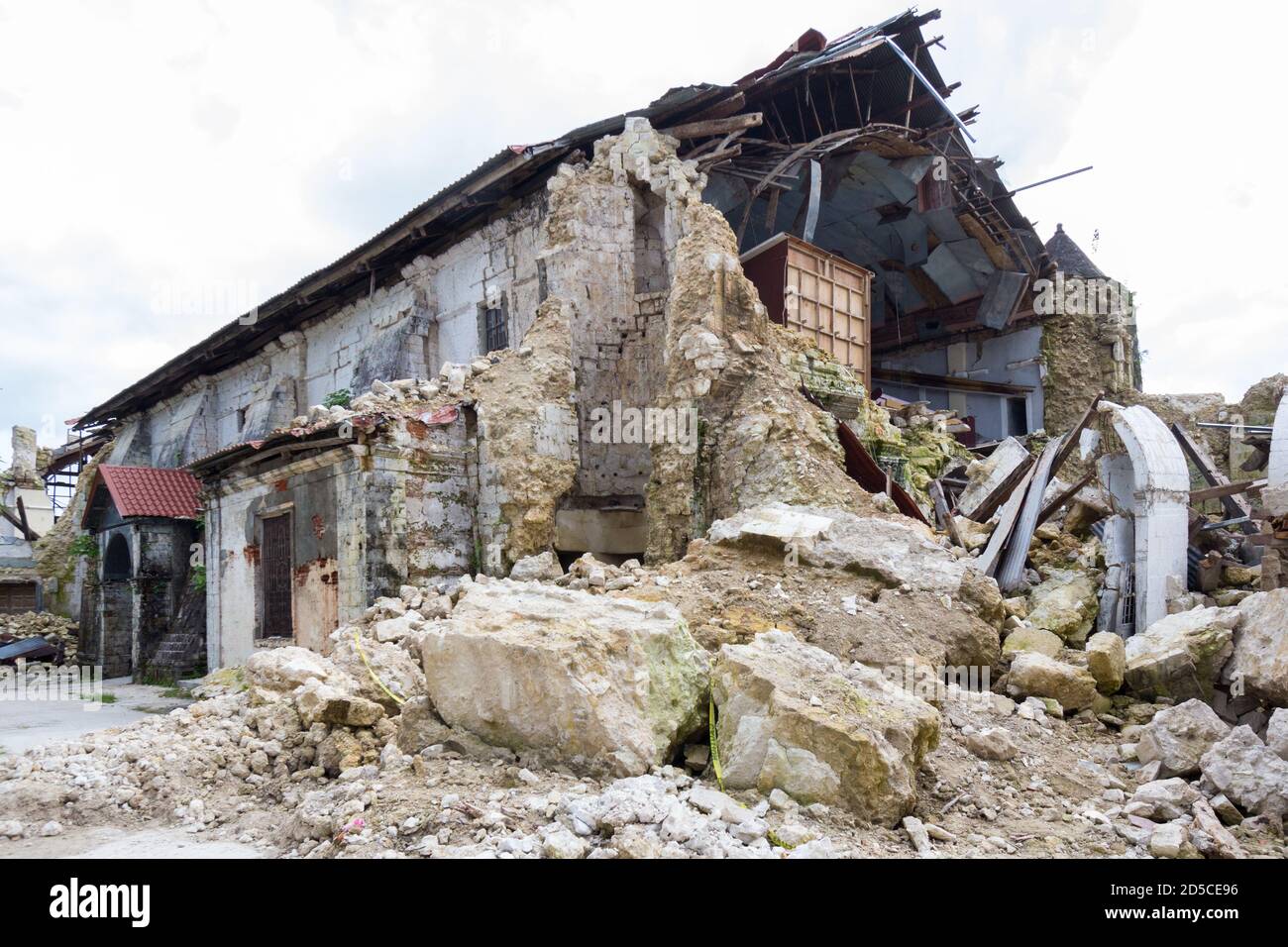 Ruins of the heritage church of Loboc in Bohol caused by a devastating earthquake Stock Photo