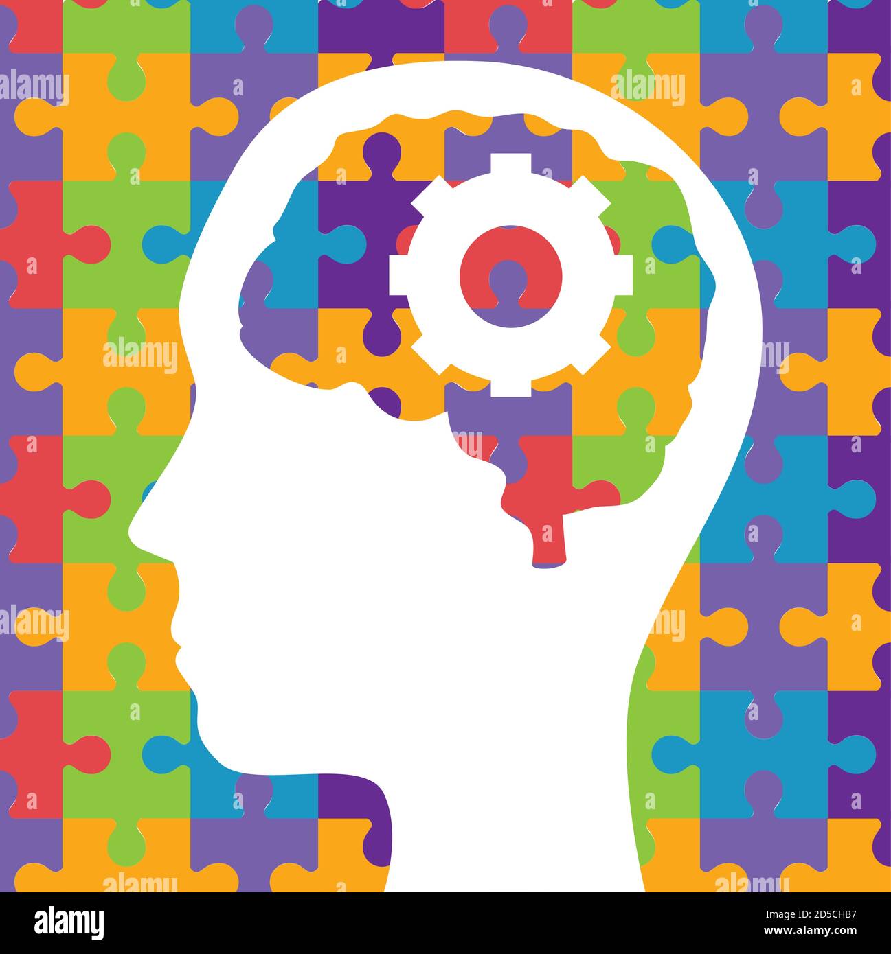 mental health of puzzles brain in head vector design Stock Vector Image