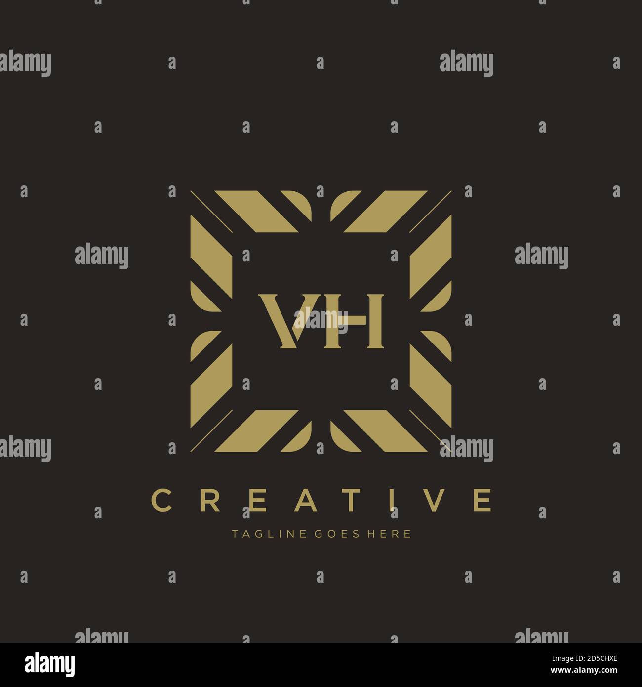 VH initial letter luxury ornament monogram logo template vector Stock Vector