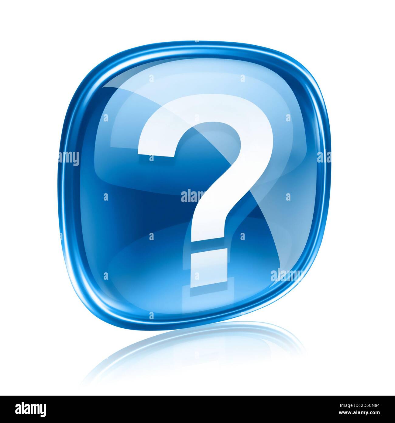 Help icon blue glass, isolated on white background Stock Photo - Alamy
