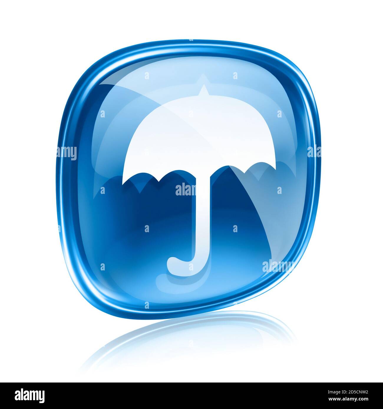 Umbrella icon blue glass, isolated on white background Stock Photo - Alamy