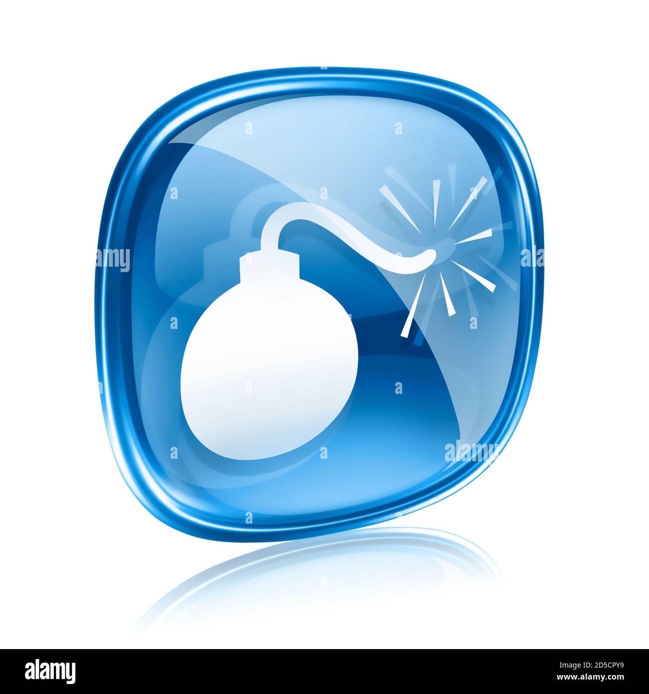 bomb icon blue glass, isolated on white background Stock Photo - Alamy