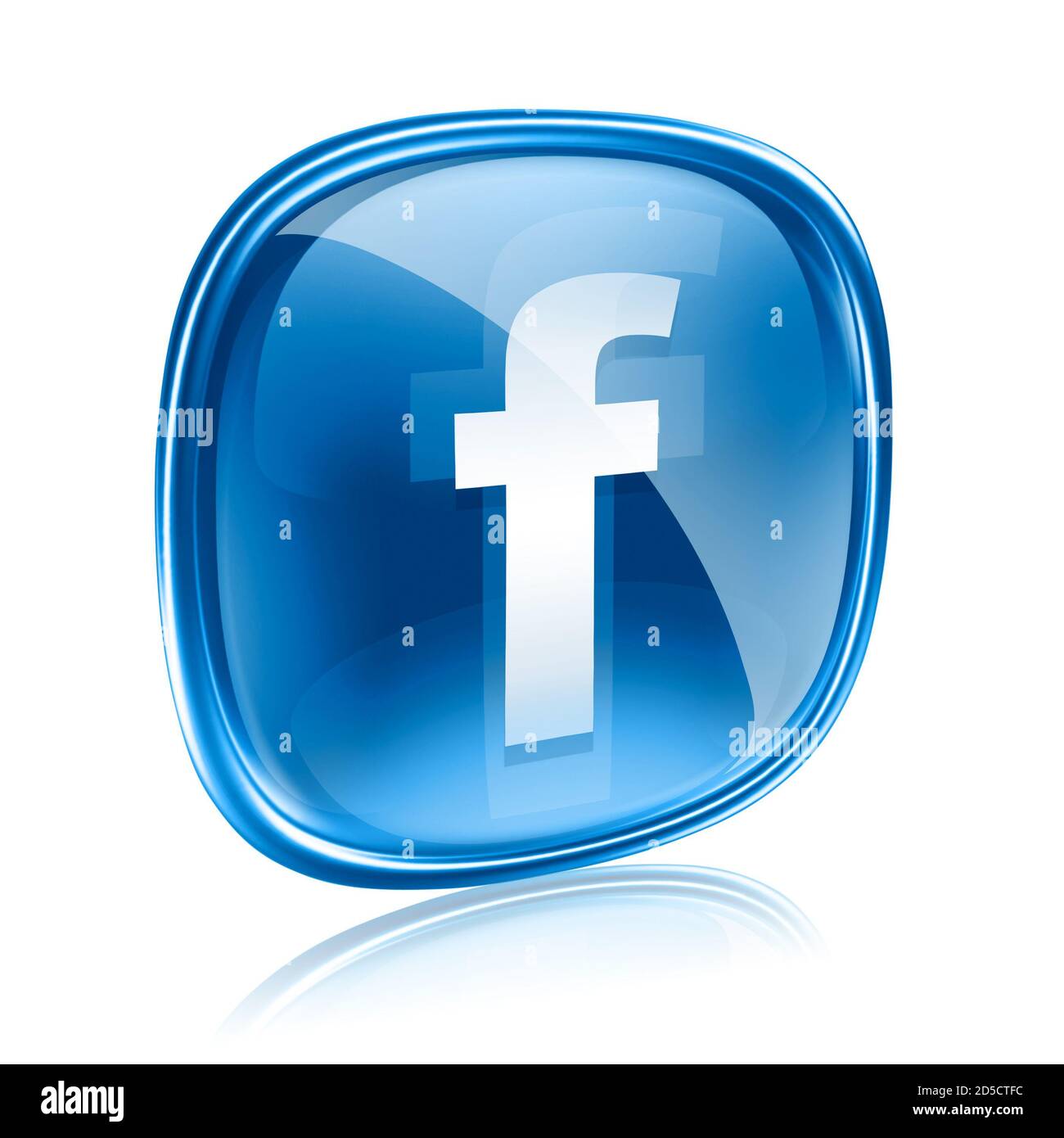 Facebook Icon Glass Blue Isolated On White Background Stock Photo Alamy