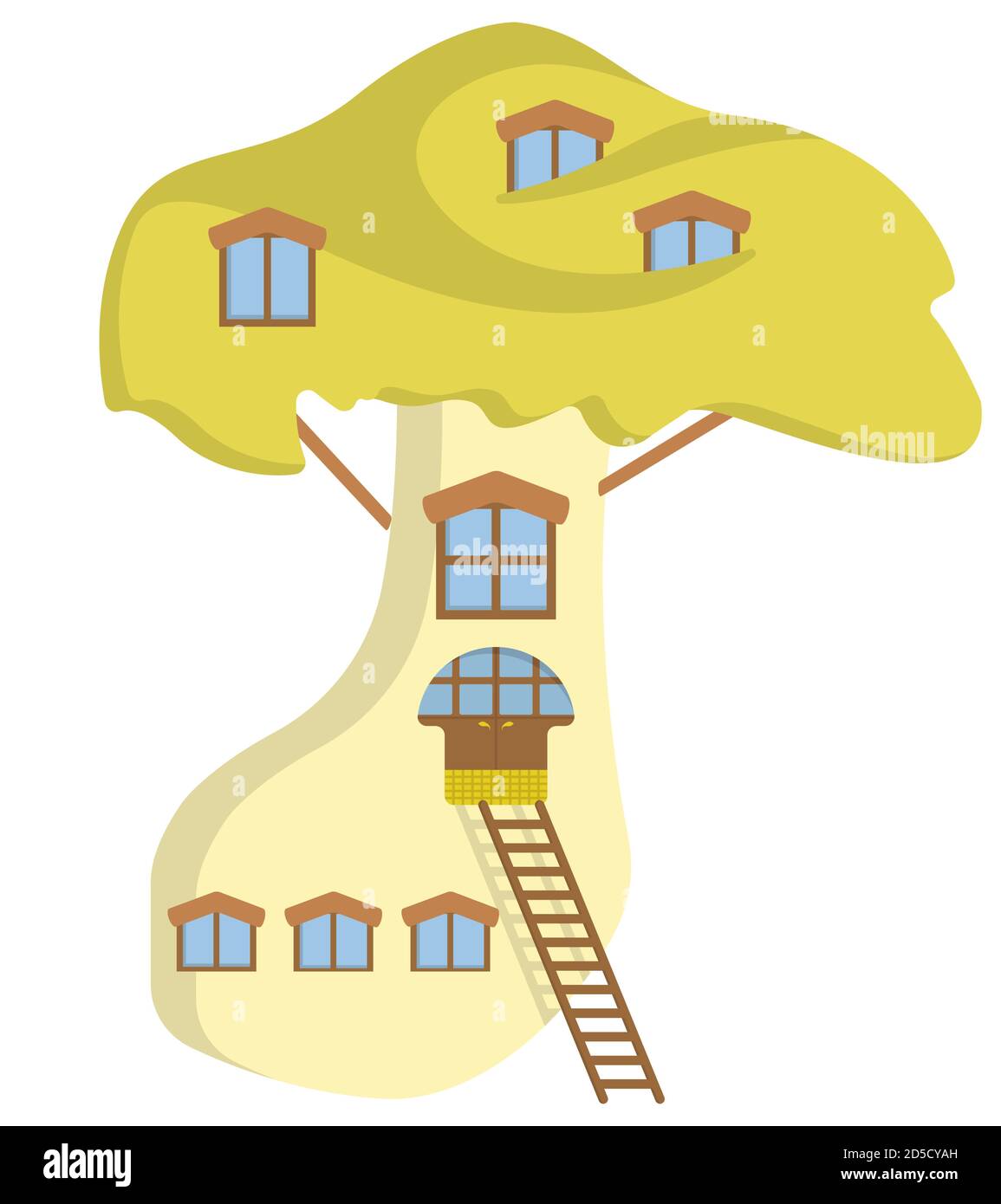 Mushroom shaped building. Fairytale house in cartoon style. Stock Vector
