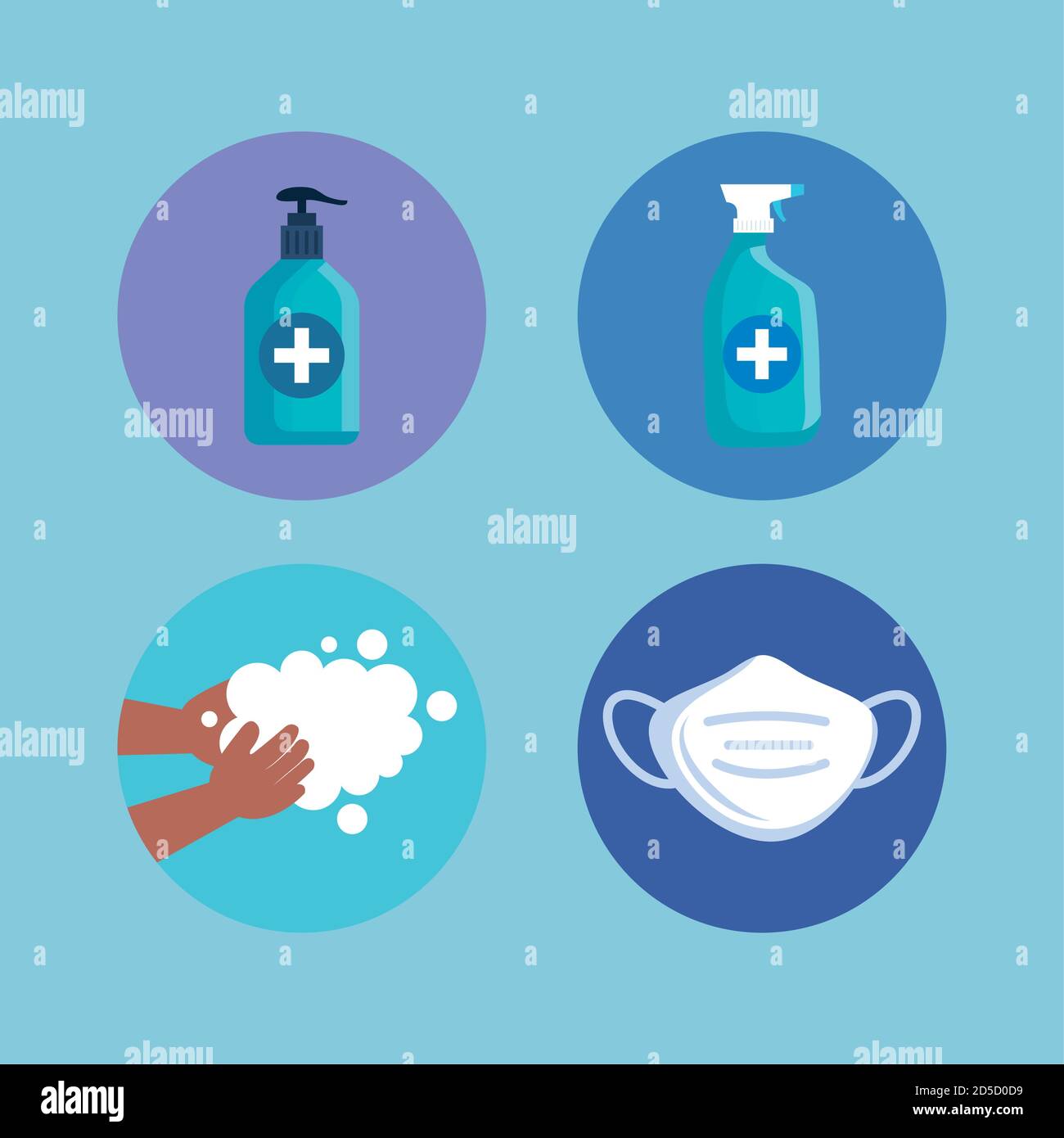 sanitizer soap bottle hands washing and mask vector design Stock Vector ...
