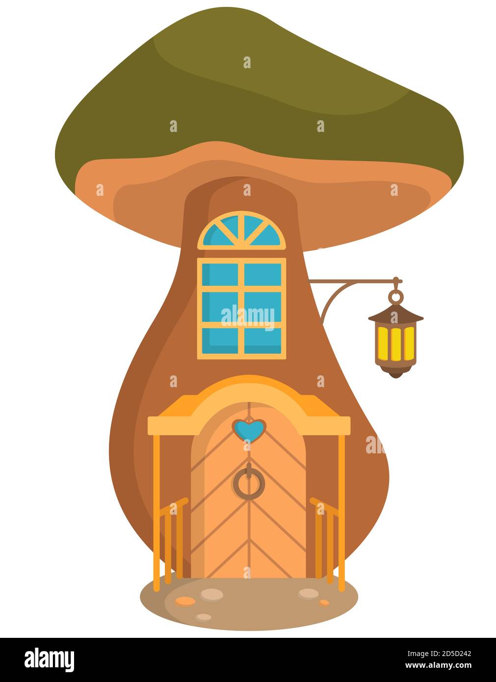 Mushroom house with porch. Fairytale building exterior in cartoon style. Stock Vector