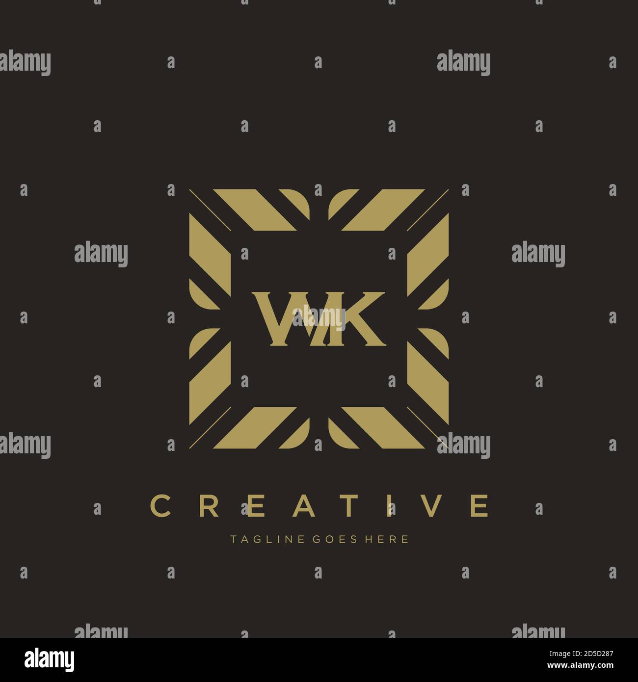 WK initial letter luxury ornament monogram logo template vector Stock Vector