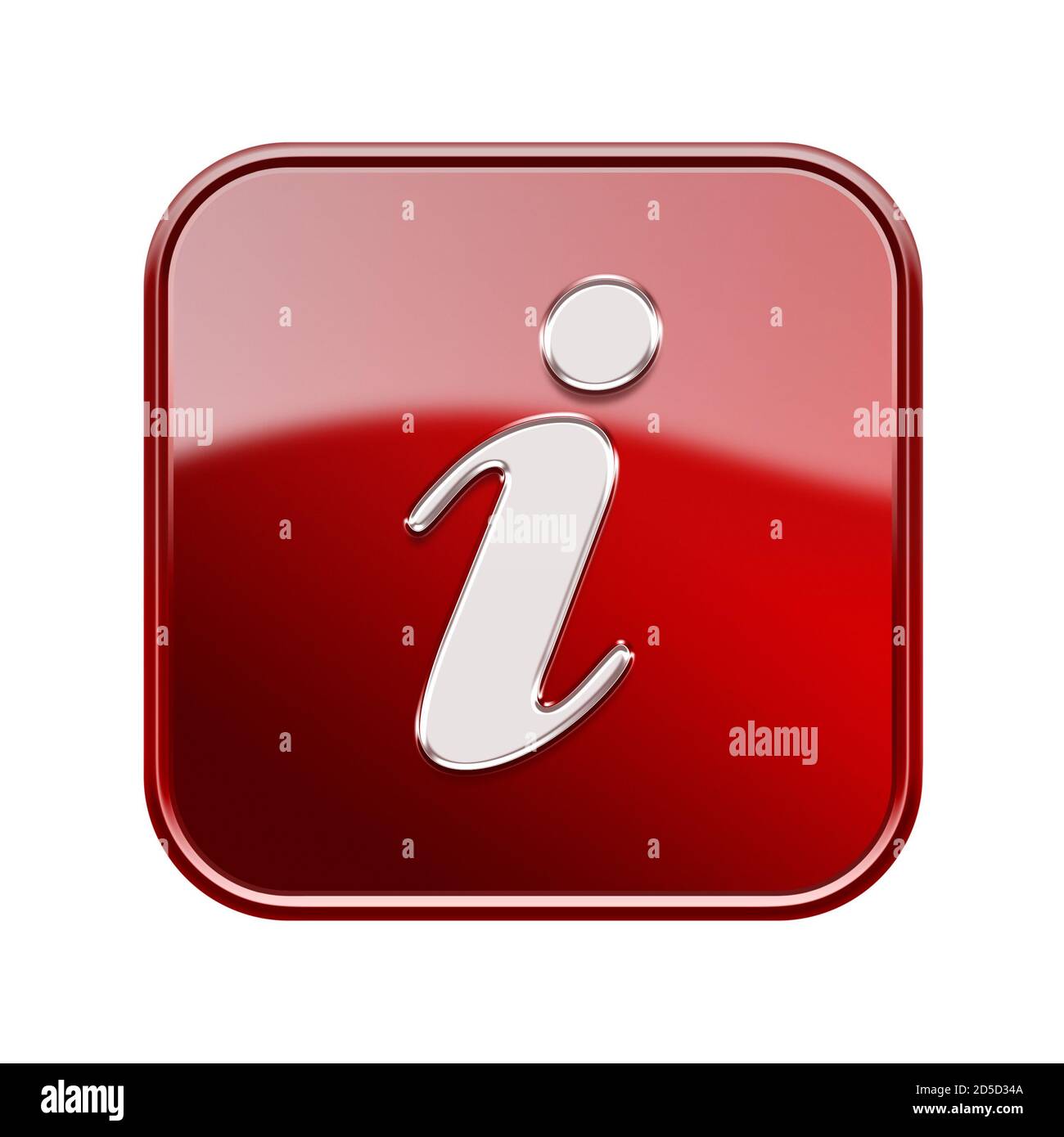 Information icon glossy red, isolated on white background Stock Photo