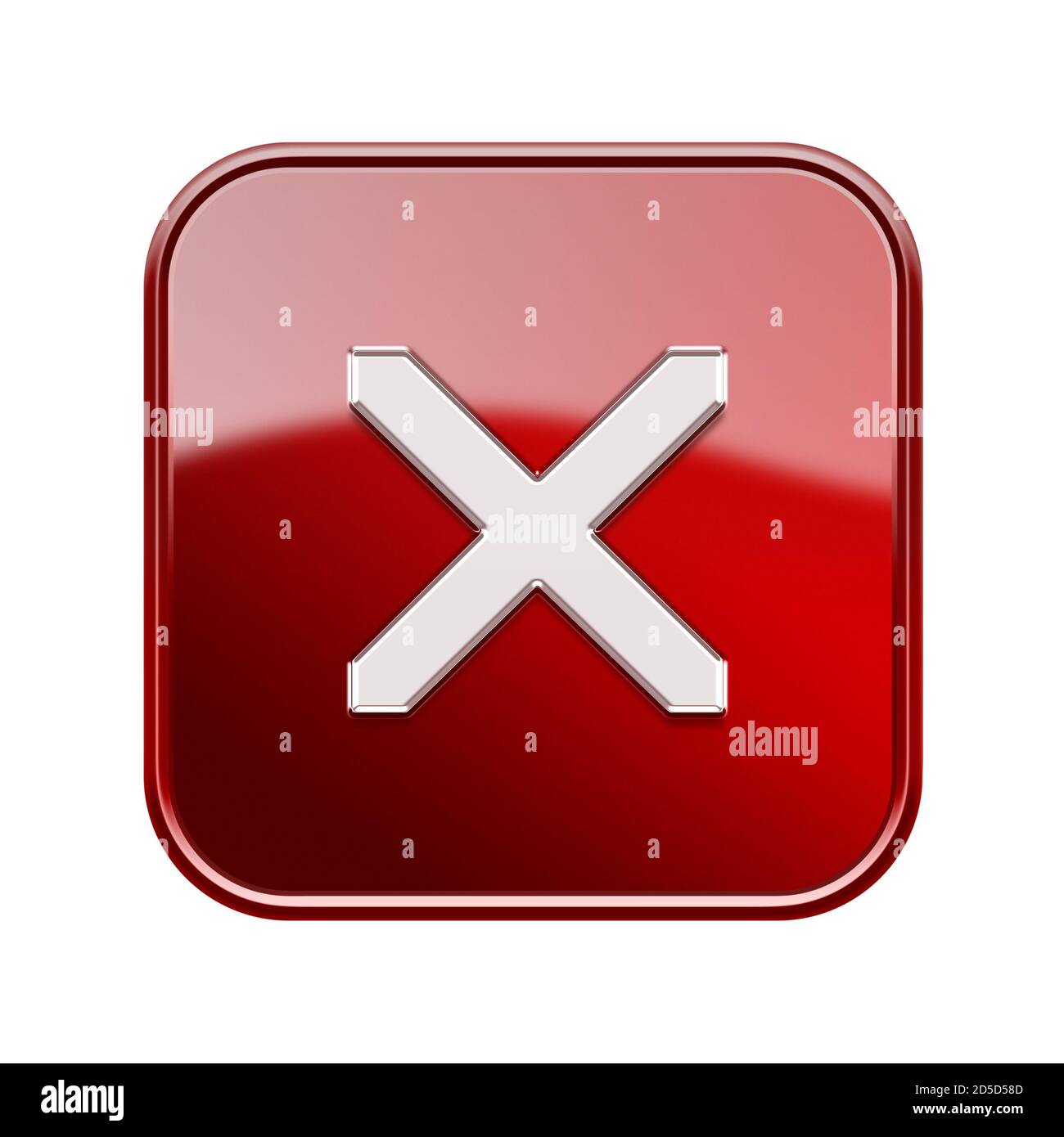 close icon glossy red, isolated on white background Stock Photo - Alamy