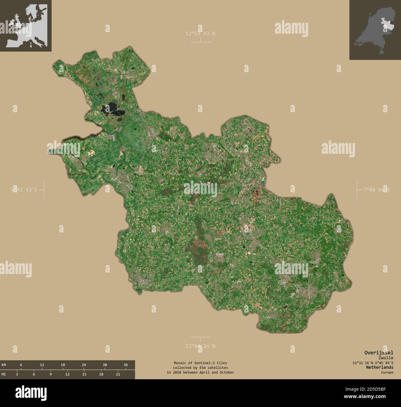 Overijssel, province of Netherlands. Sentinel-2 satellite imagery ...