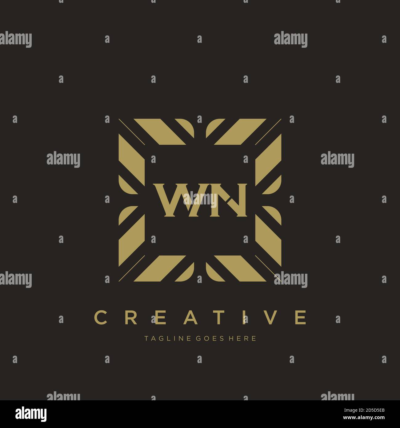 WN initial letter luxury ornament monogram logo template vector Stock Vector