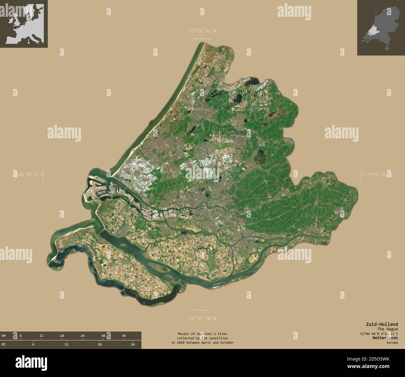 Zuid-Holland, province of Netherlands. Sentinel-2 satellite imagery ...