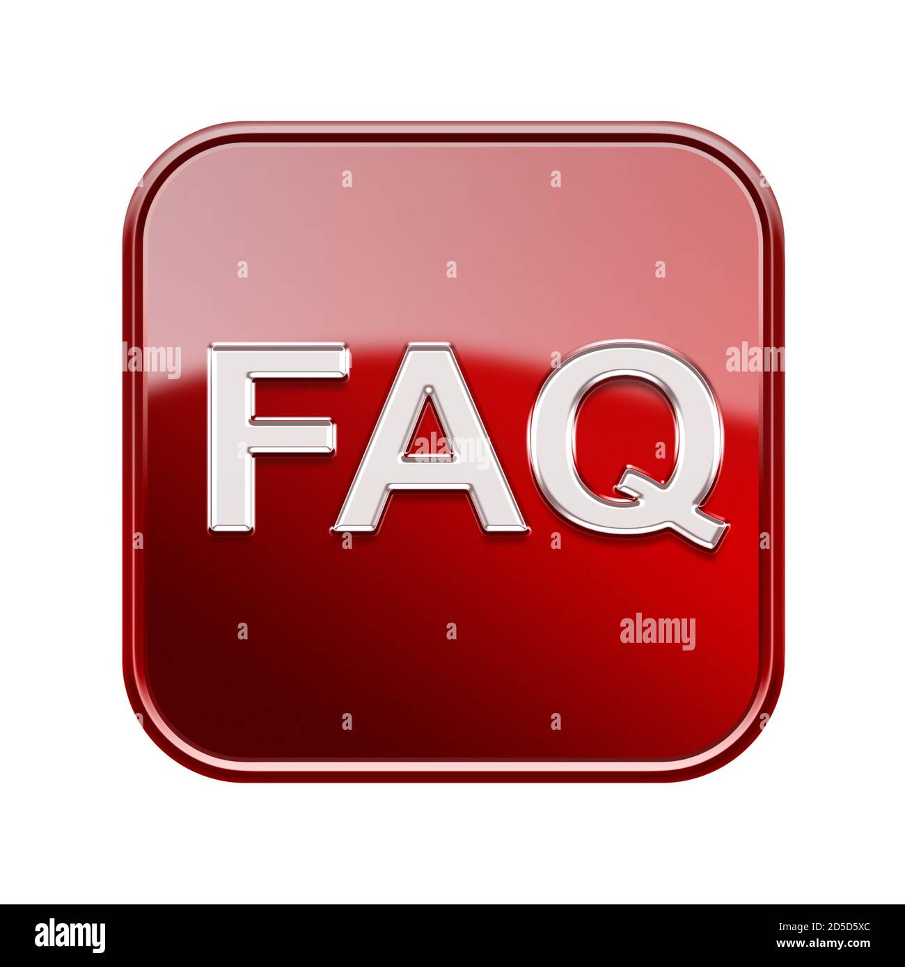 FAQ icon glossy red, isolated on white background Stock Photo