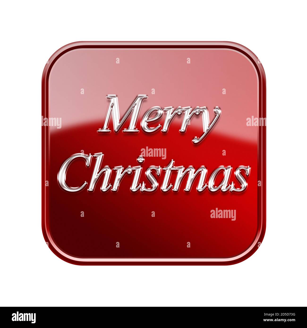 Merry Christmas icon glossy red, isolated on white background Stock Photo