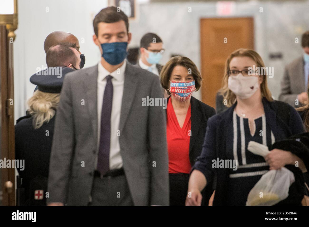 United States Senator Amy Klobuchar (Democrat of Minnesota) arrives for