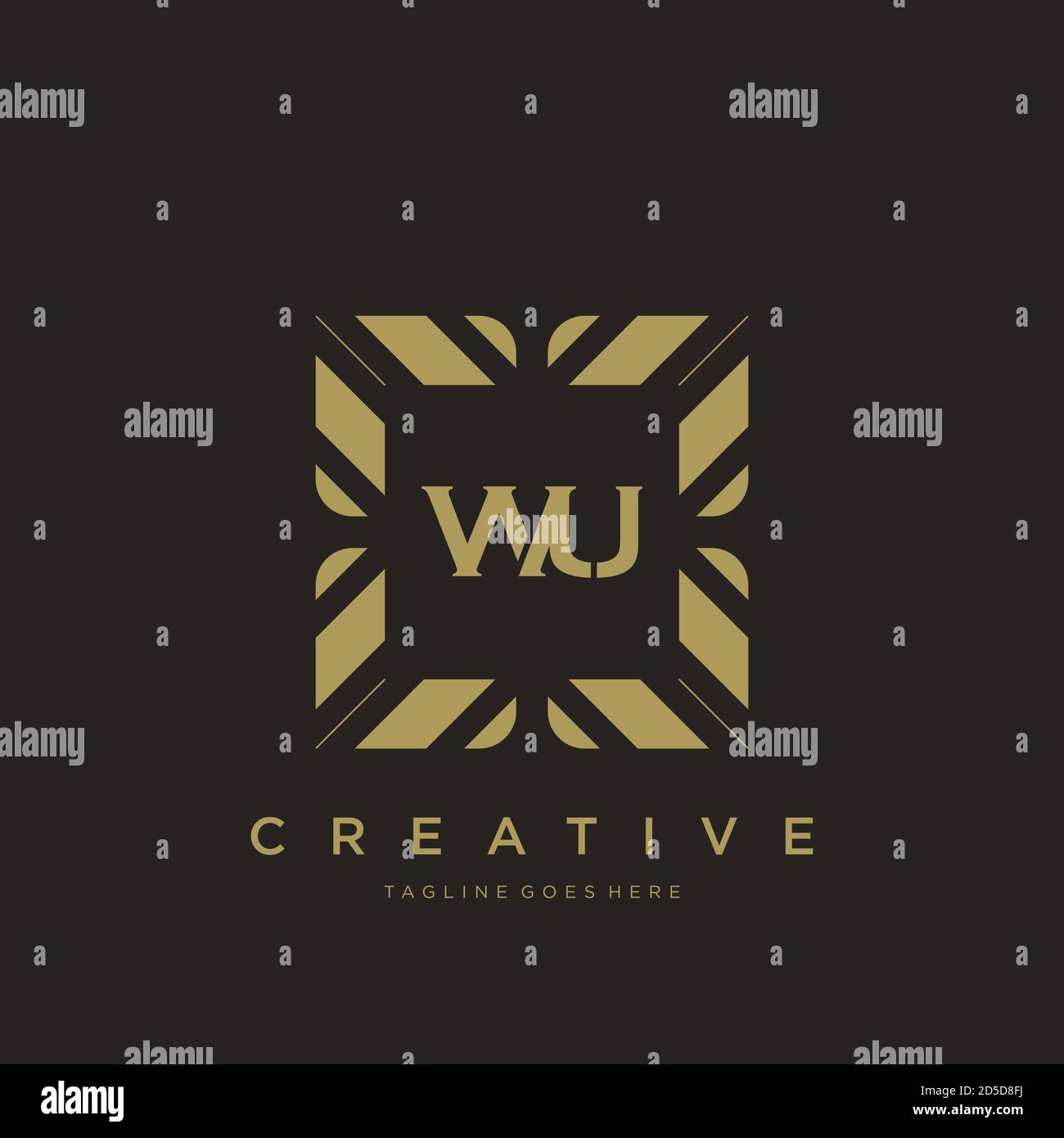 WU initial letter luxury ornament monogram logo template vector Stock Vector