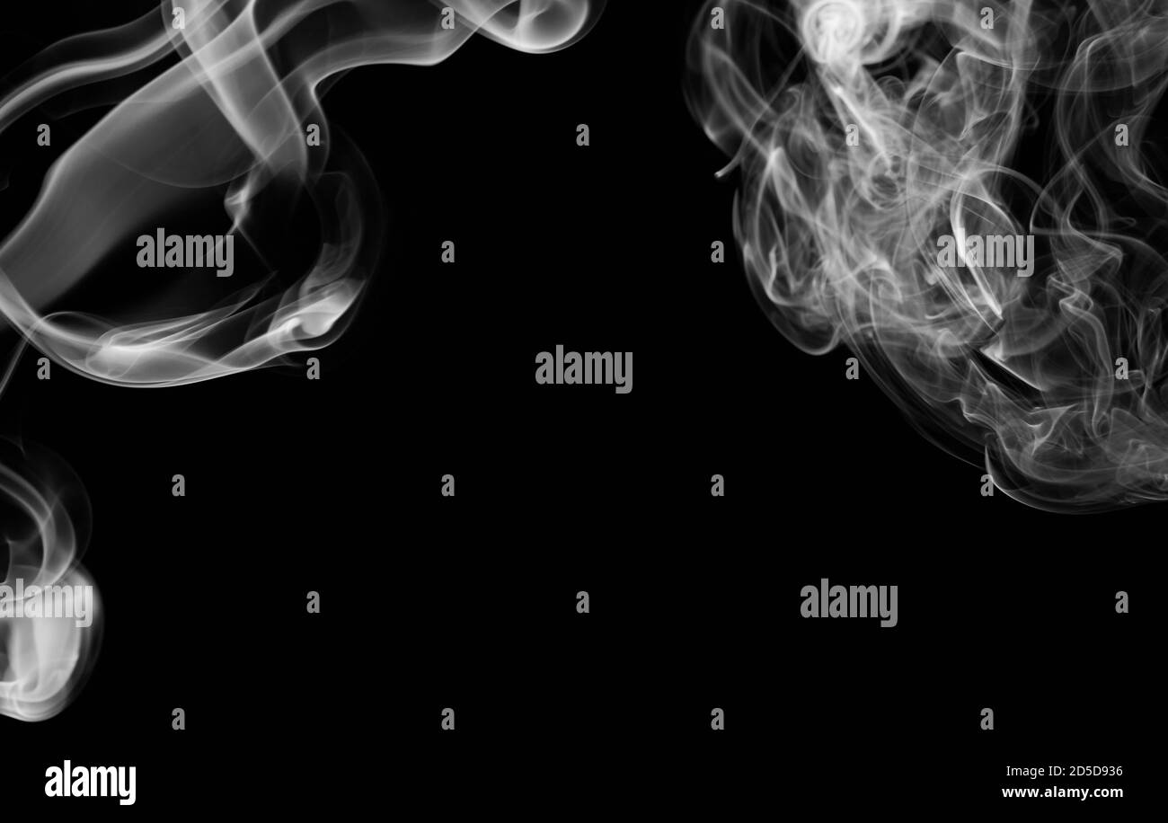 Frame from white smoke curles with copy space in center Stock Photo