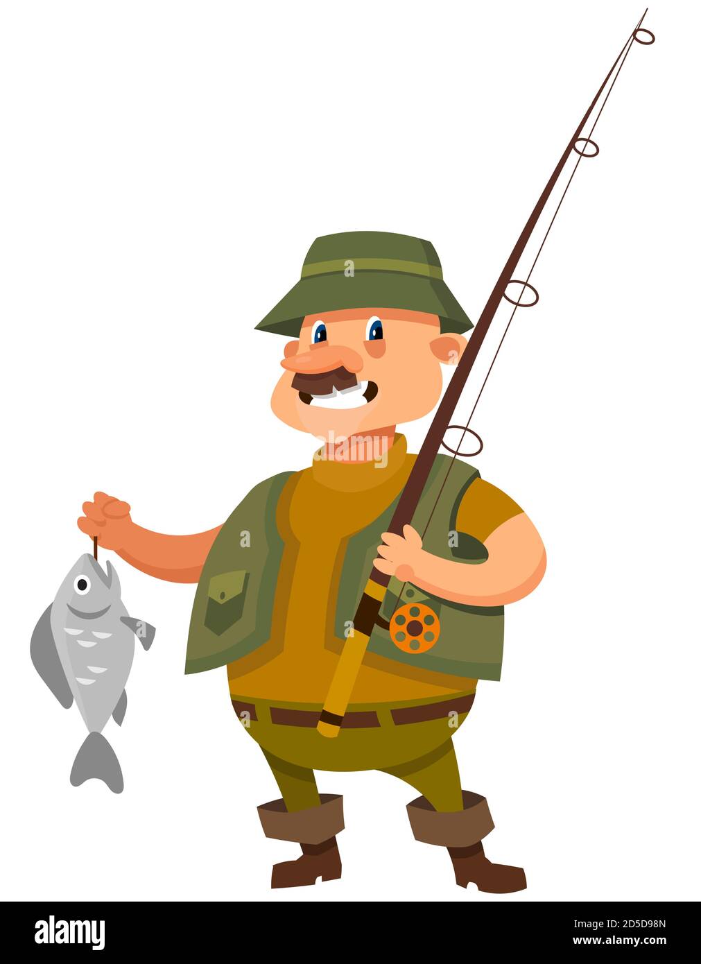 Fisherman holding catch. Male character in cartoon style Stock Vector ...