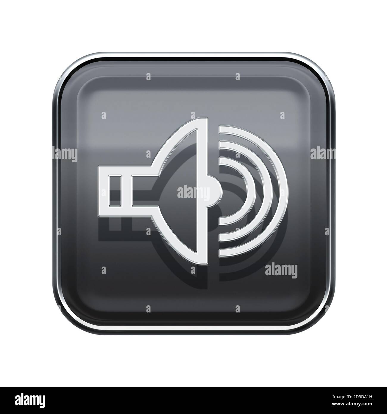 Speaker icon glossy grey, isolated on white background Stock Photo