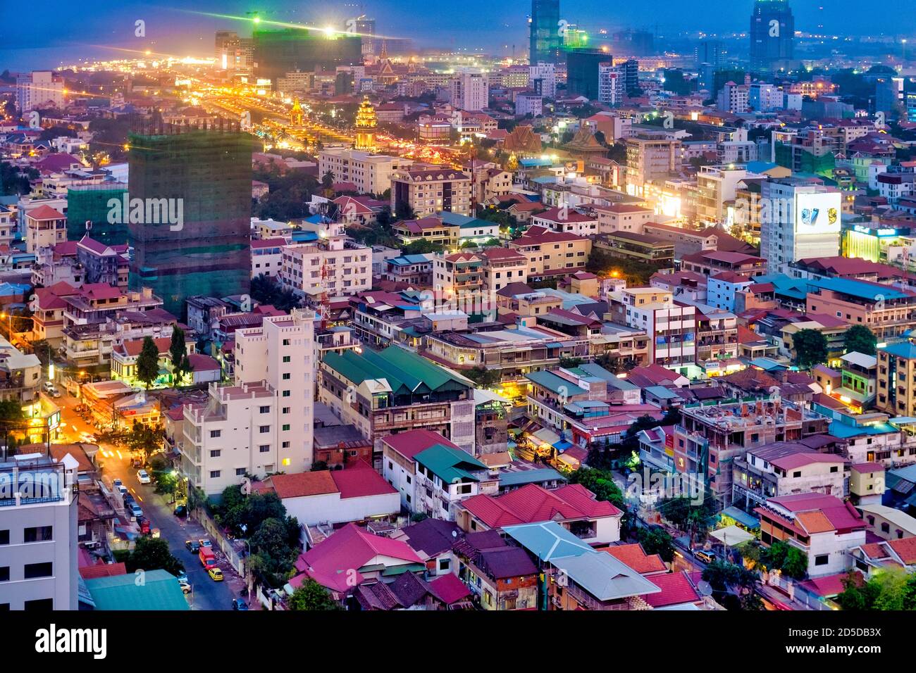 Aerial view of Phnom Penh, Cambodia Stock Photo