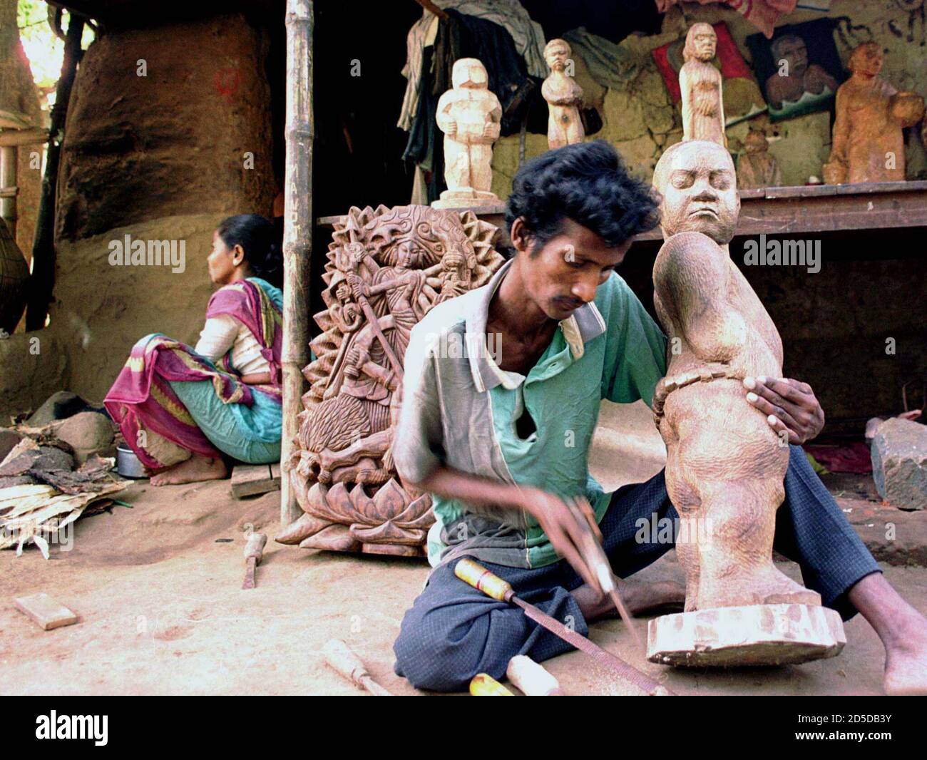 A Sculptor Works On A Statue In The Eastern Indian Town Of Shantiniketan  November 9. Basudev Khan Was A Bicycle Mechanic Before He Became A Sculptor.  The University At Shantiniketan, Set Up