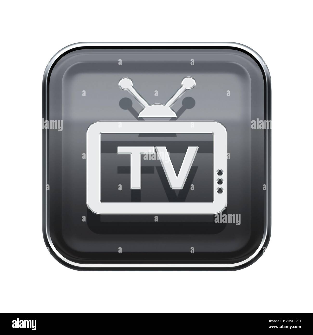 TV icon glossy grey, isolated on white background Stock Photo