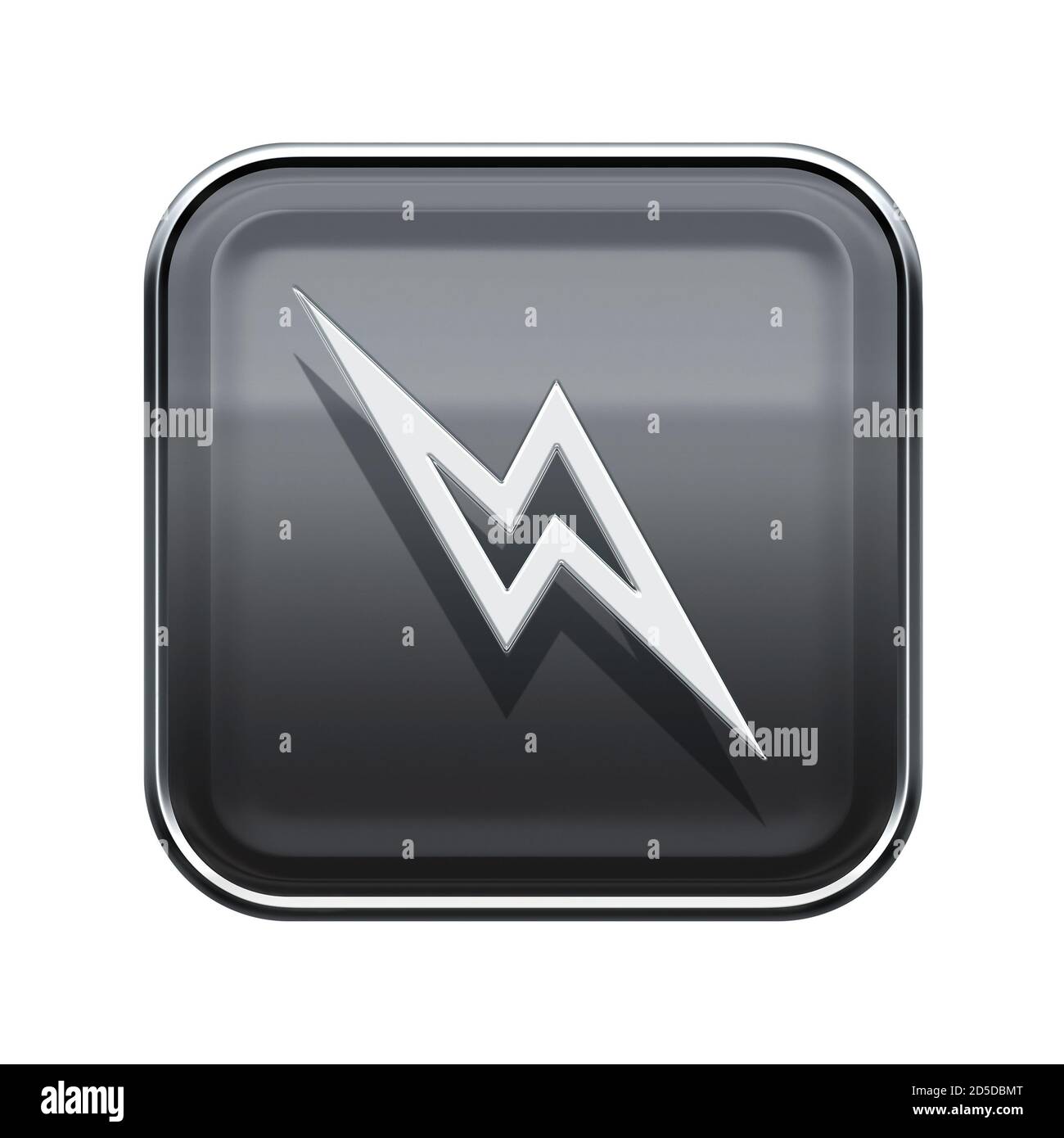 Lightning icon glossy grey, isolated on white background Stock Photo ...