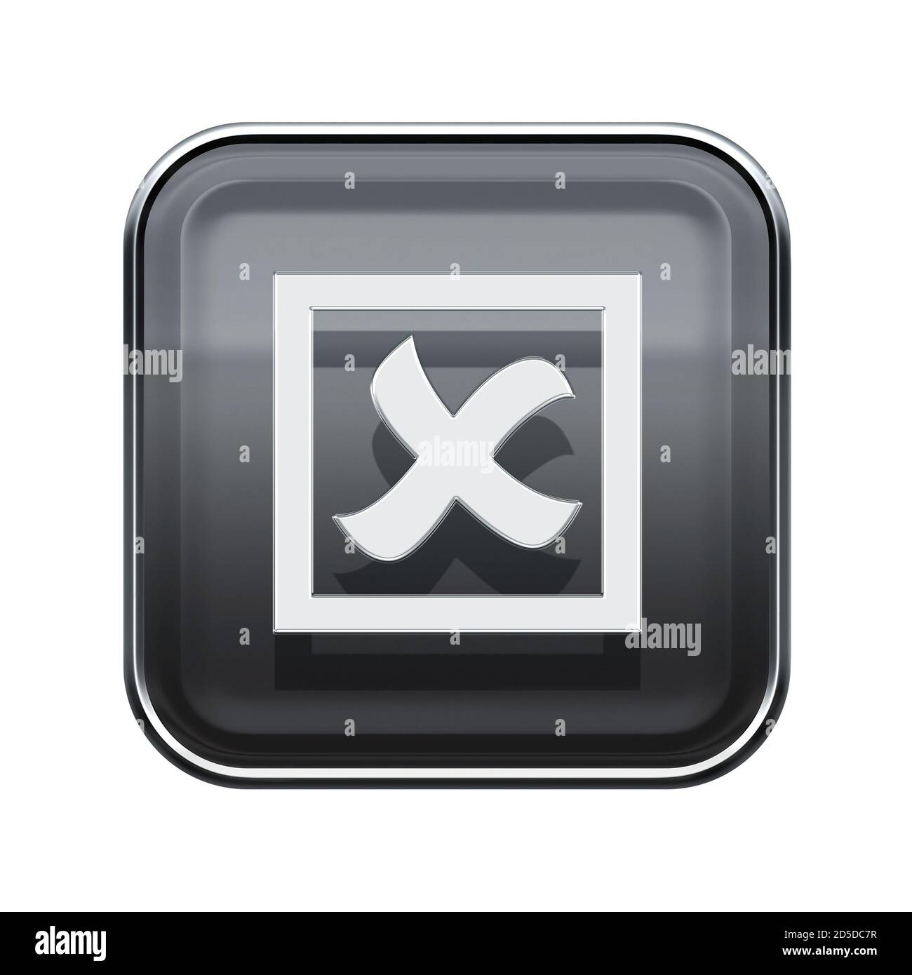 close icon glossy grey, isolated on white background Stock Photo - Alamy