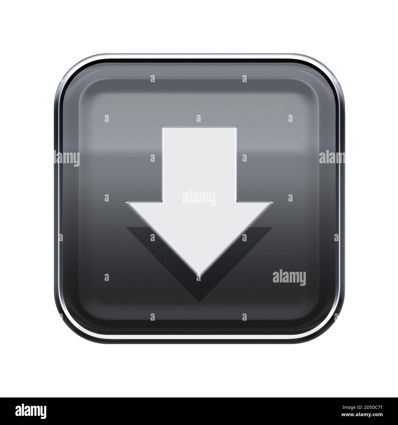 Arrow down icon glossy grey, isolated on white background Stock Photo ...
