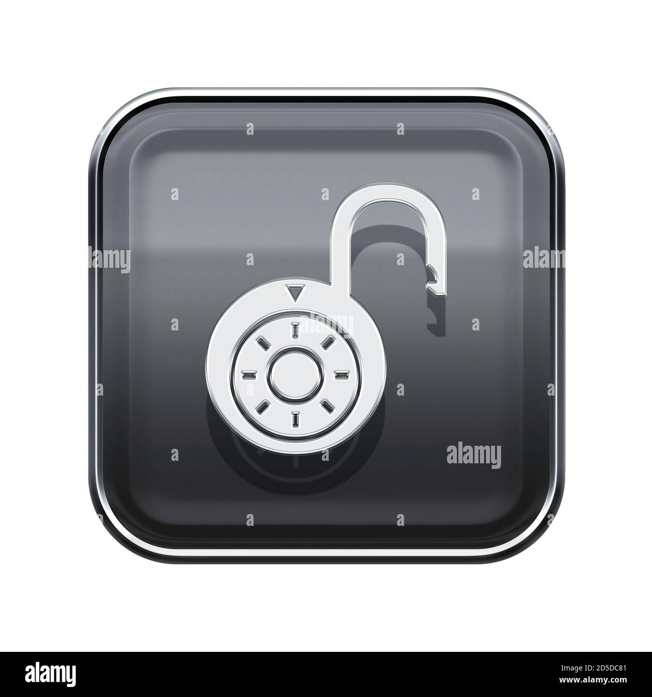 Lock on icon glossy grey, isolated on white background Stock Photo - Alamy