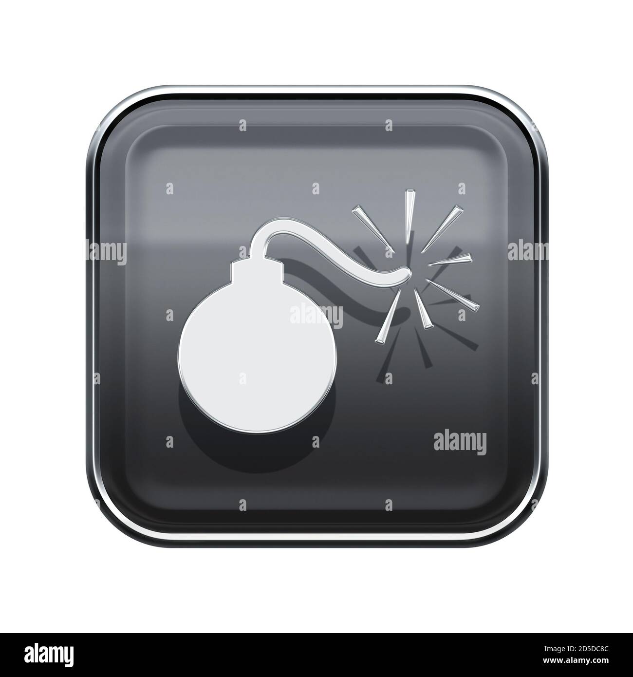 bomb icon glossy grey, isolated on white background Stock Photo - Alamy