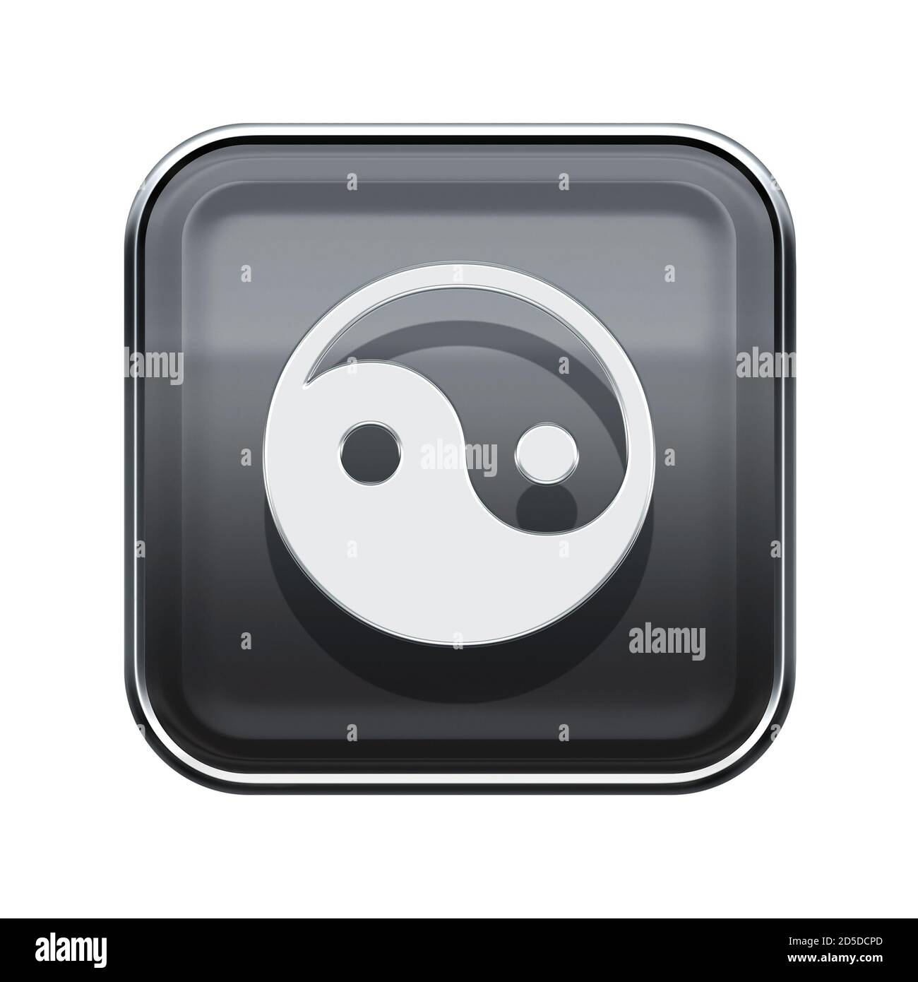 yin yang symbol icon glossy grey, isolated on white background Stock ...