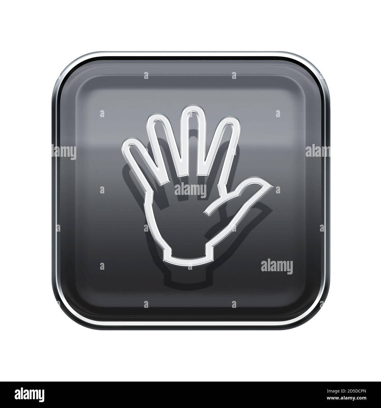 hand icon glossy grey, isolated on white background Stock Photo