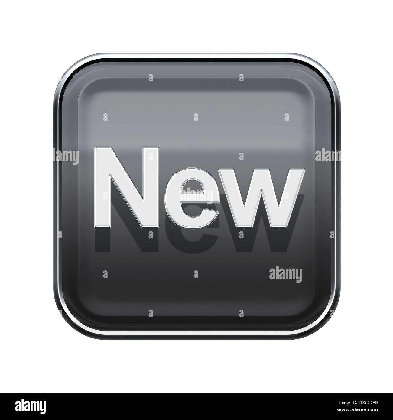New icon glossy grey, isolated on white background Stock Photo