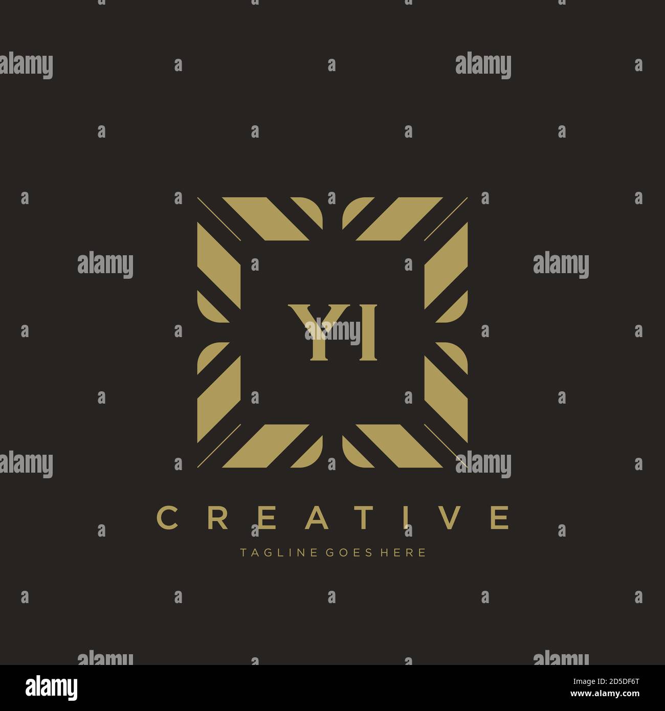 YI initial letter luxury ornament monogram logo template vector Stock Vector