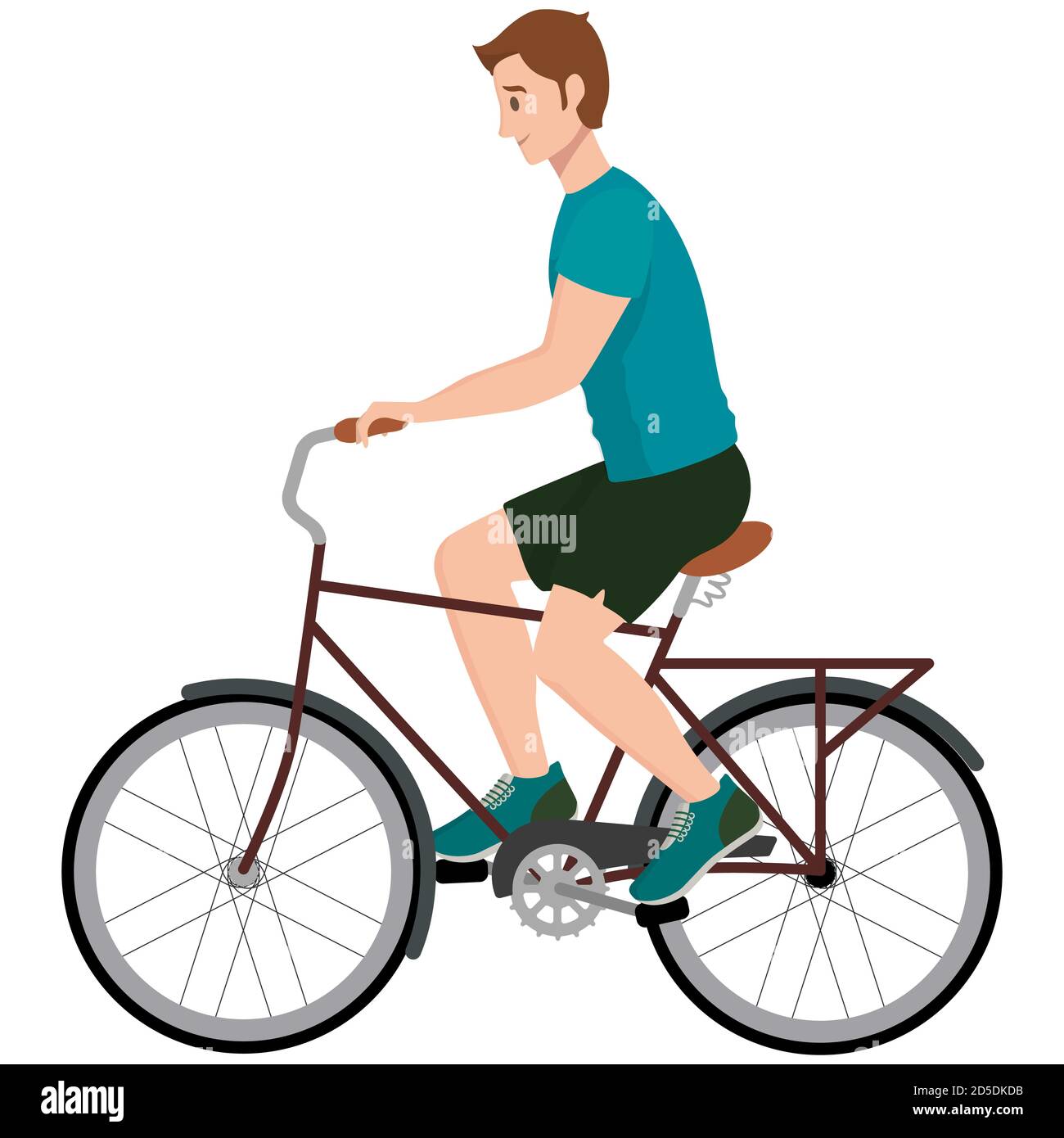 Man riding bicycle. Male character in cartoon style Stock Vector Image
