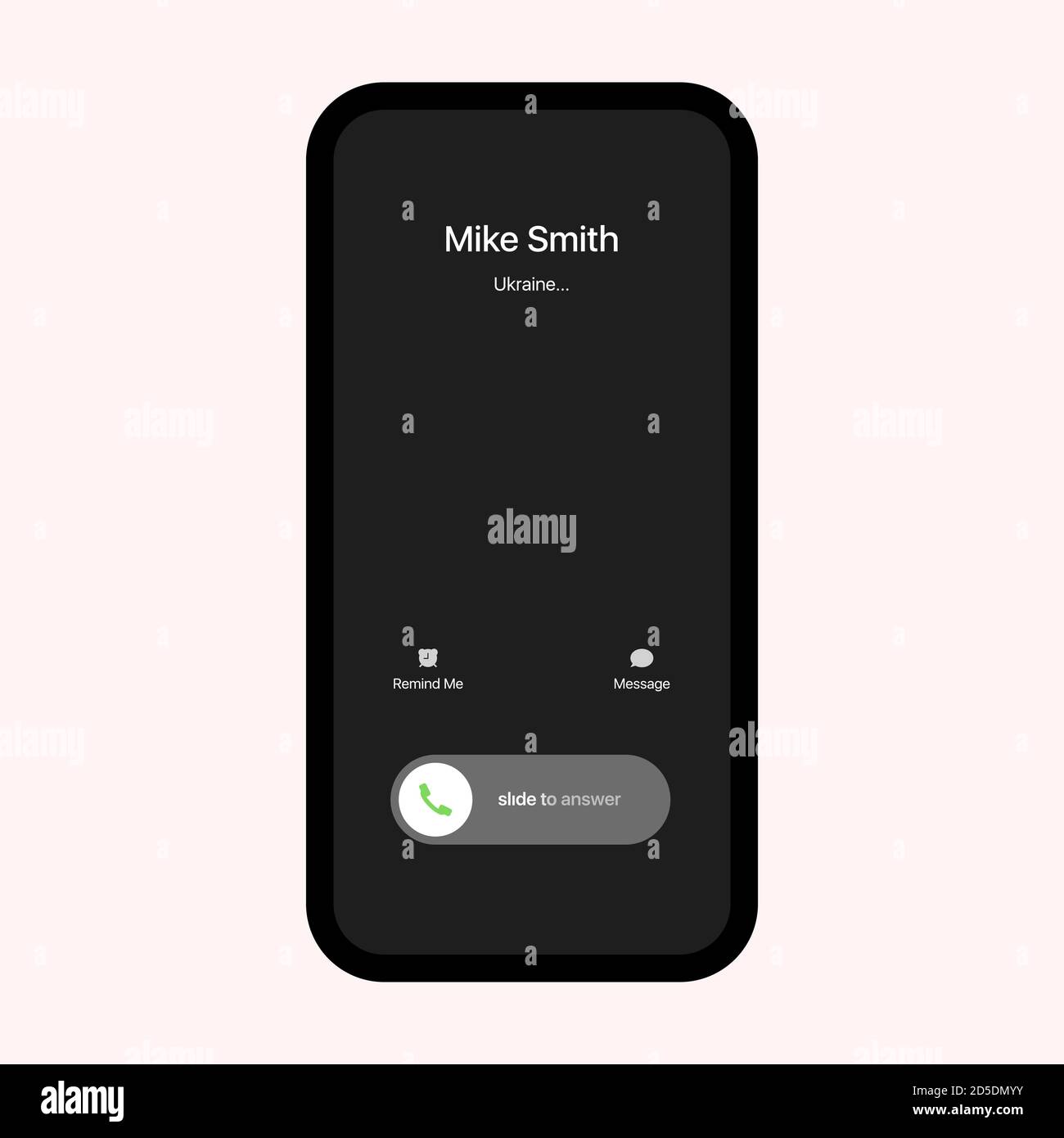 iPhone Call Screen Interface. Incoming Call. Slide To Answer. iOS Call  Screen Template. Smartphone Phone Call Screen Vector Mockup On White  Background Stock Vector Image & Art - Alamy