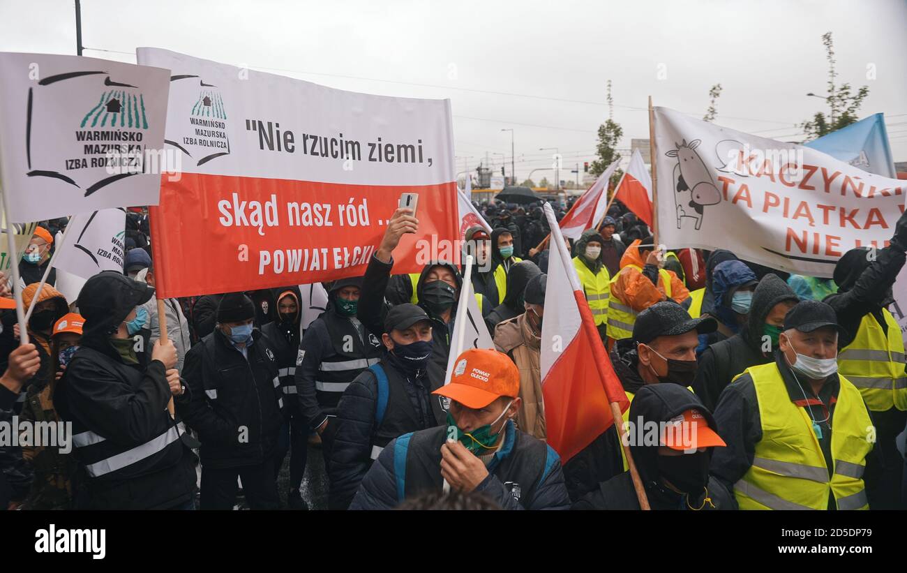 Warschau, Polen 13.10.2020 - Protest der Bauern Handsirene
