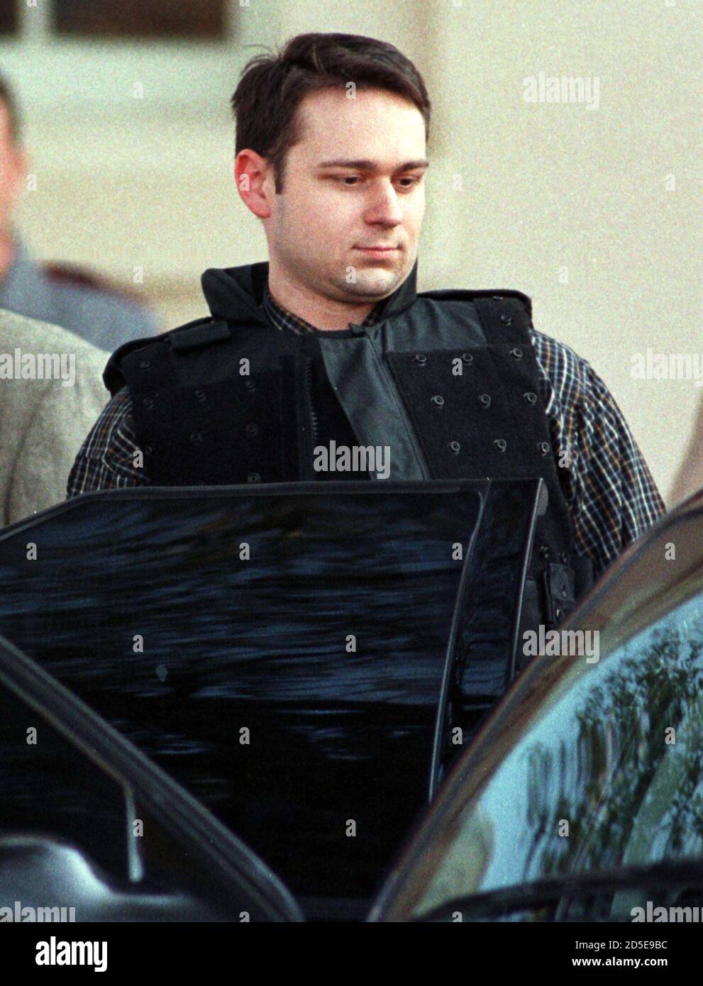 John William 'Bill' King, 24, accused in the dragging death of James Byrd Jr., leaves the Jasper County Courthouse after another day of his trial, February 18. Byrd, 49, was dragged to his death eight months ago in Jasper, Texas. Stock Photo