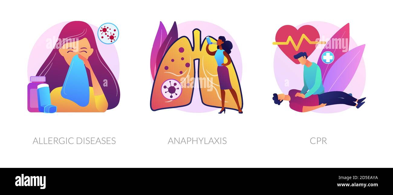 Allergic reactions first aid abstract concept vector illustratio Stock