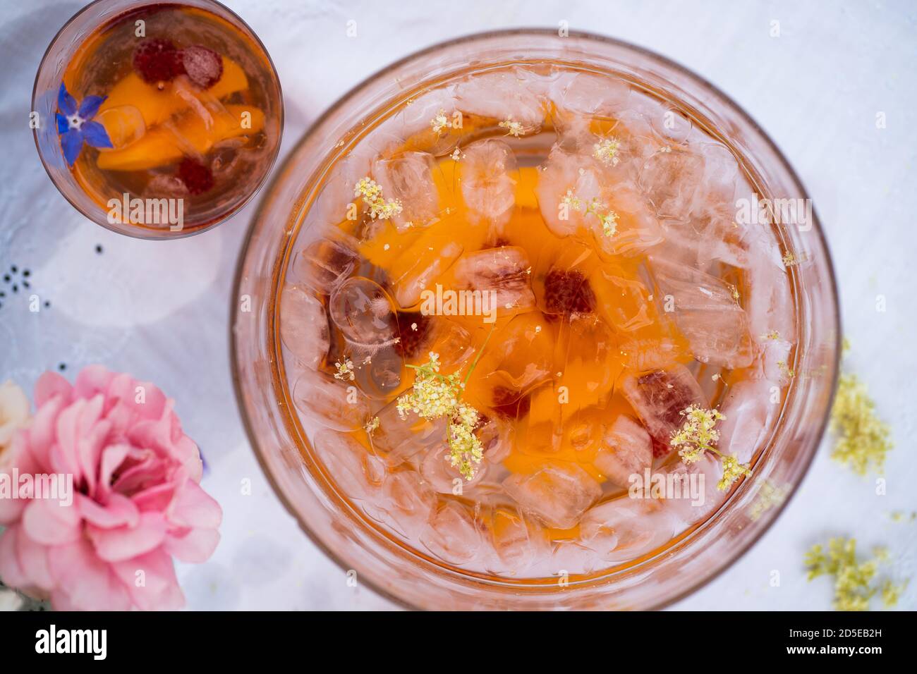 Peach party punch outdoors Stock Photo