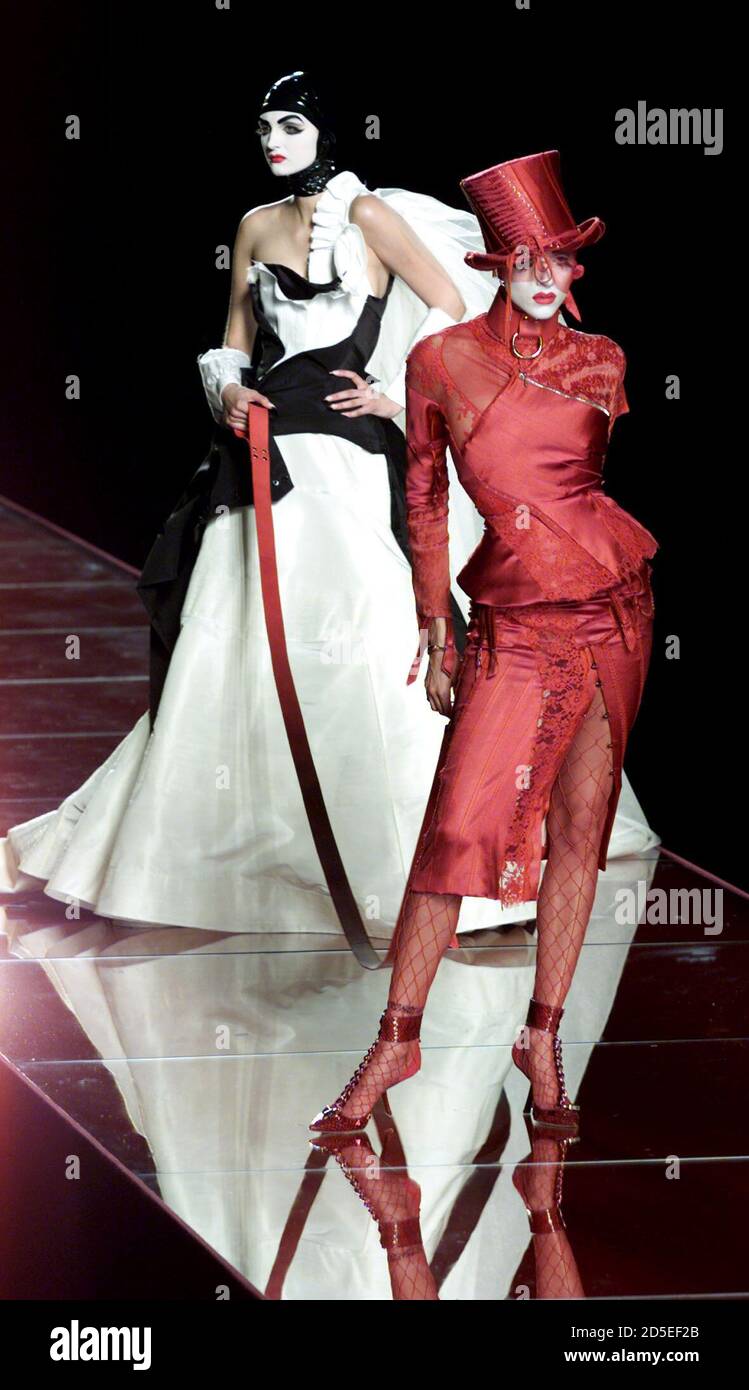 Models for French fashion house Dior present July 8 these creations as part  of the Fall/Winter 2000-2001 Haute Couture fashion collection designed by  British designer John Galliano Stock Photo - Alamy