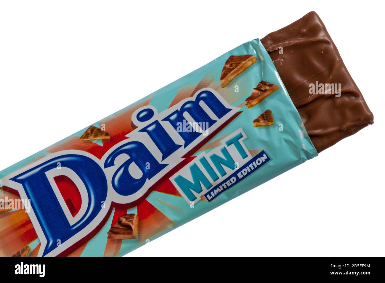 limited edition Daim Mint chocolate bar isolated on white background
